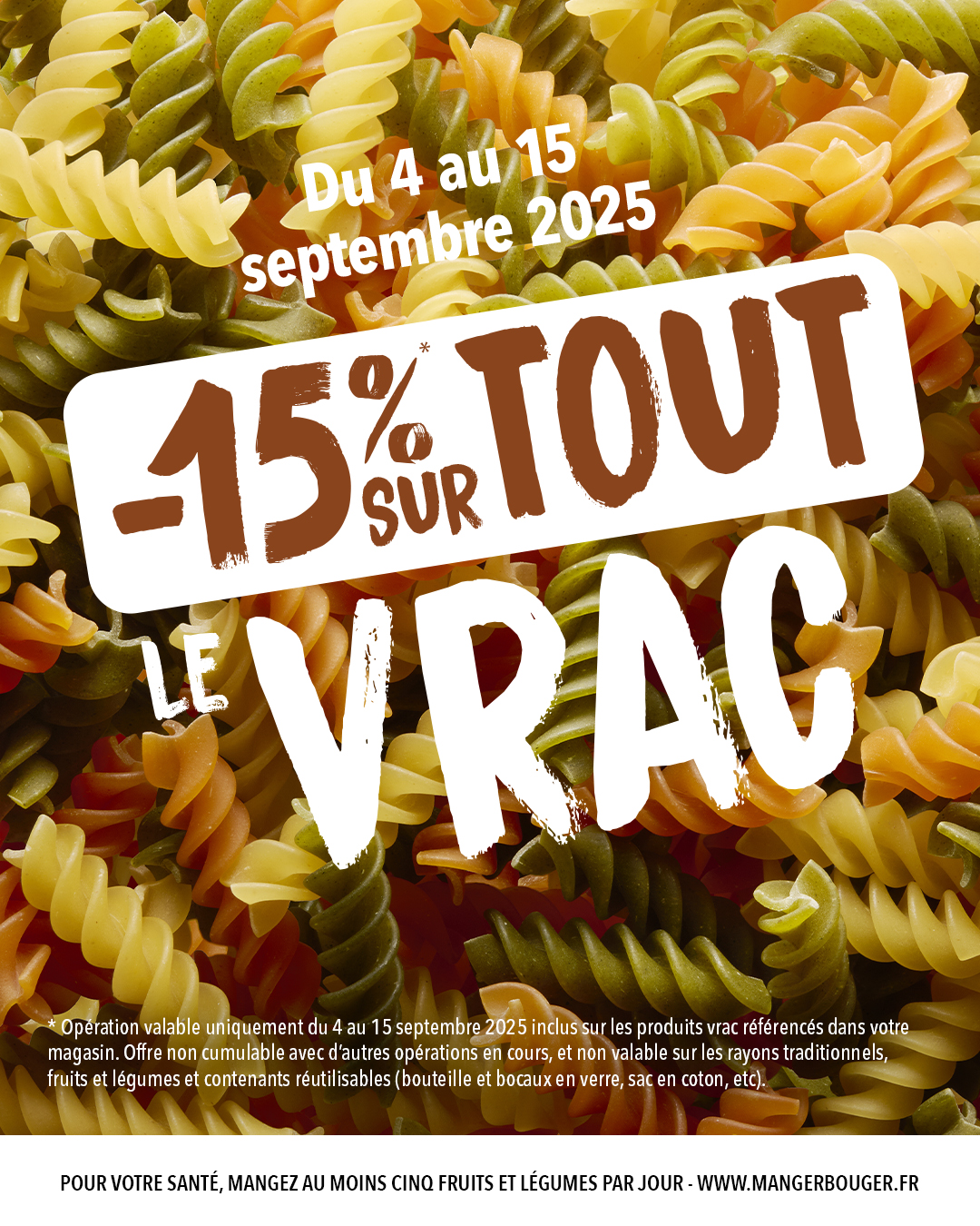 remise de 15% sur tout le rayon VRAC